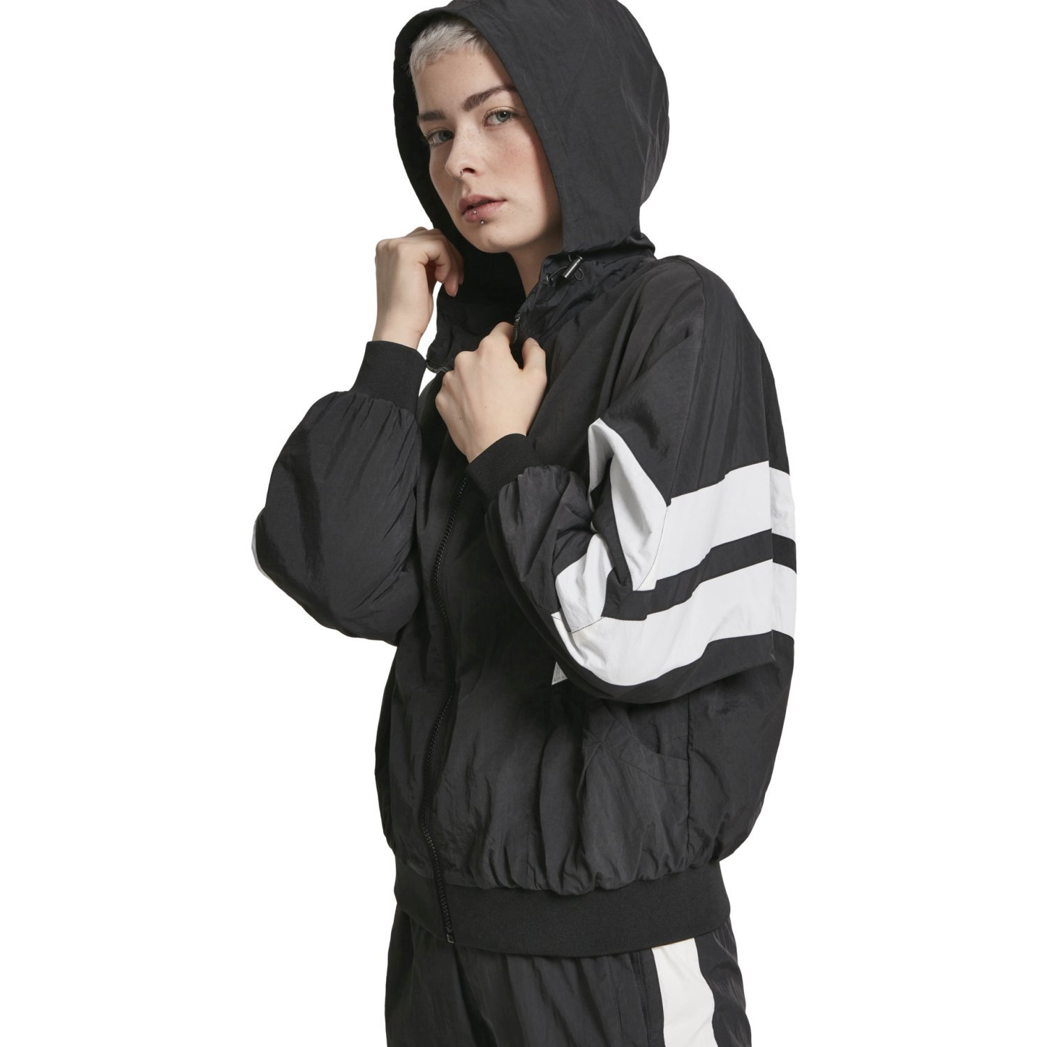 Urban Classics Ladies - CRINKLE Batwing Track Jacket black