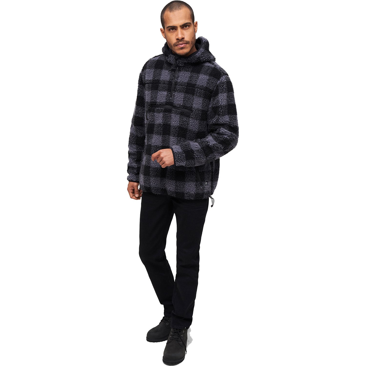 Brandit - Teddyfleece Troyer Worker Sweater noir / gris