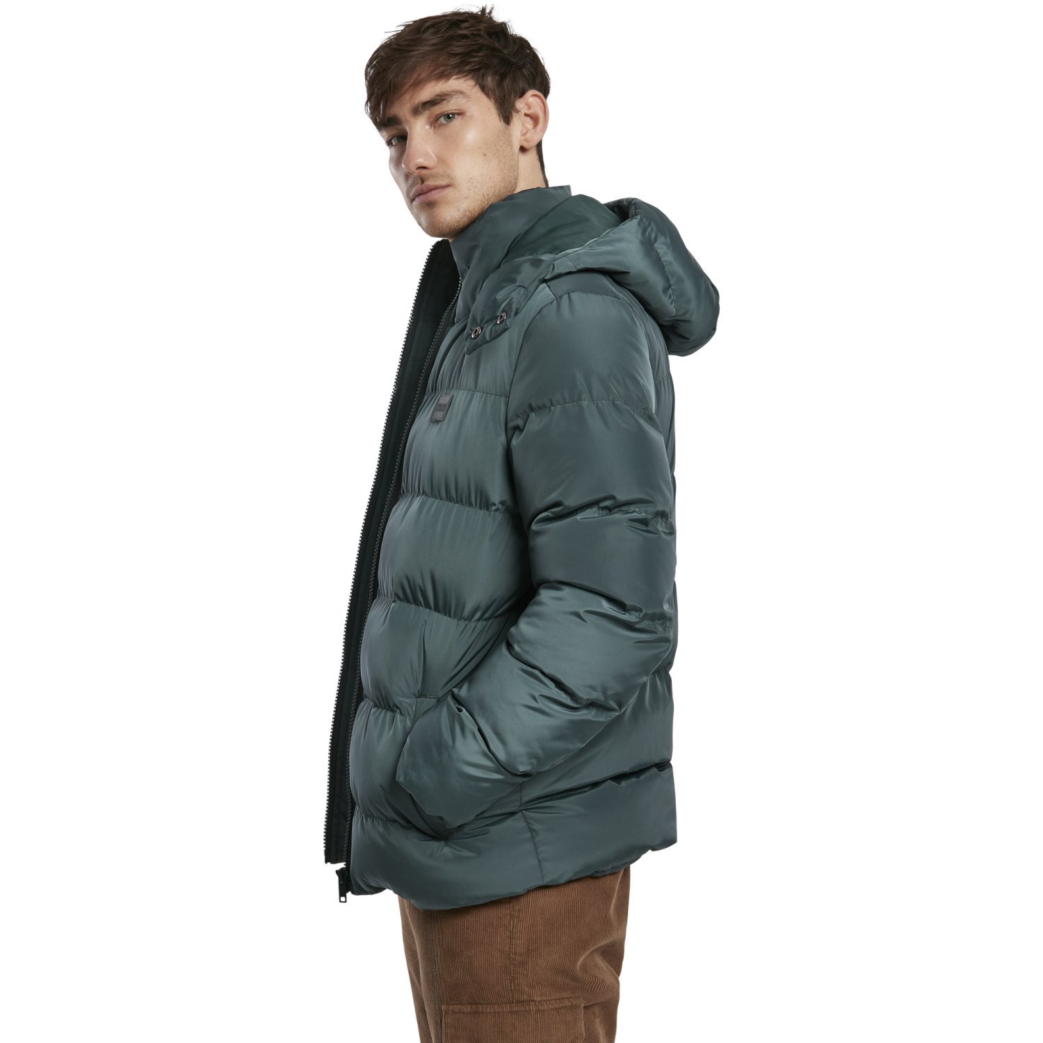 Urban Classics - HOODED PUFFER Winter Jacket bottlegreen