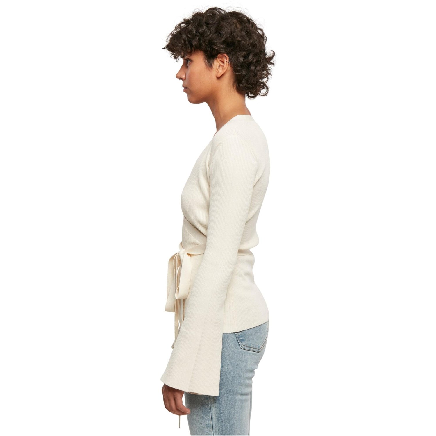 Urban Classics Ladies - Rib Knit Wrapped Cardigan whitesand