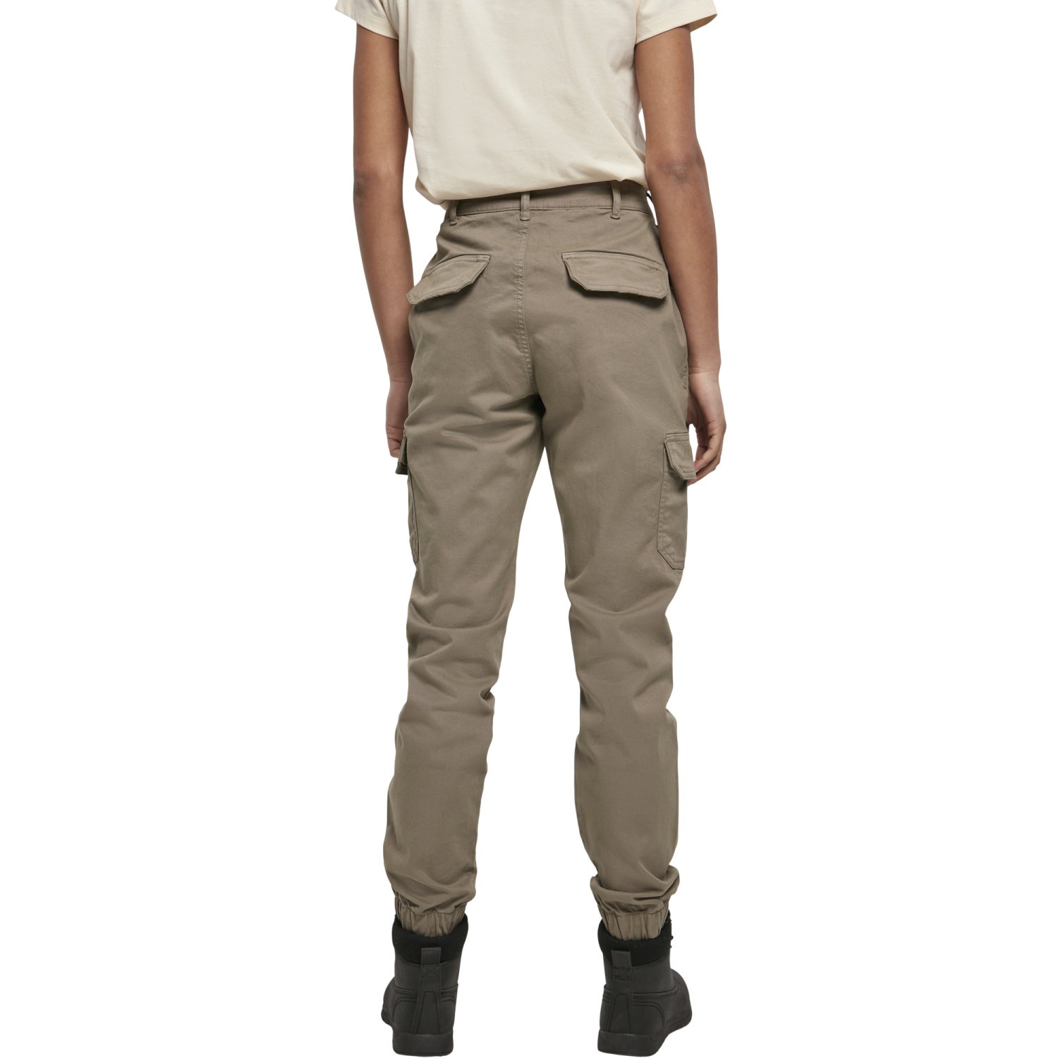 Urban Classics Ladies - High Waist Stretch Cargo Pants taupe