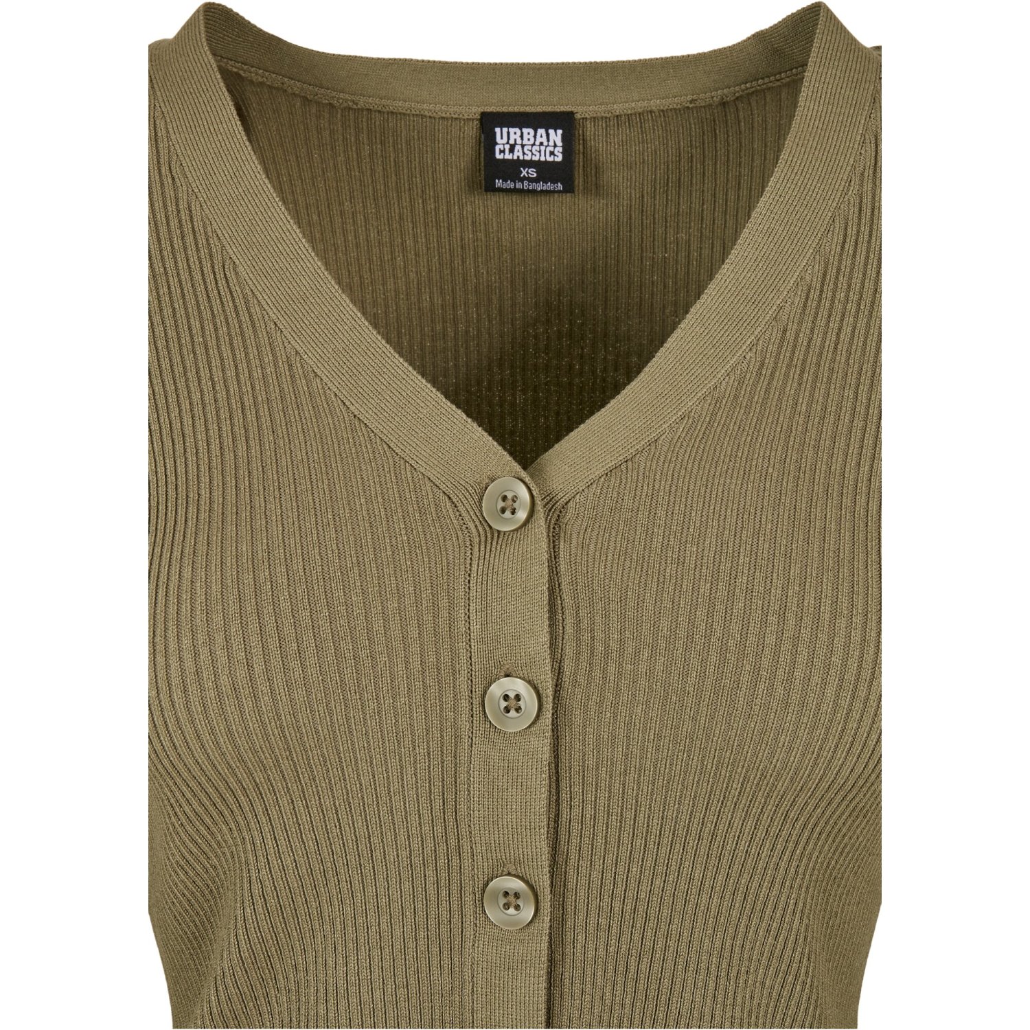 Urban Classics Ladies - Short Rib Knit Cardigan khaki