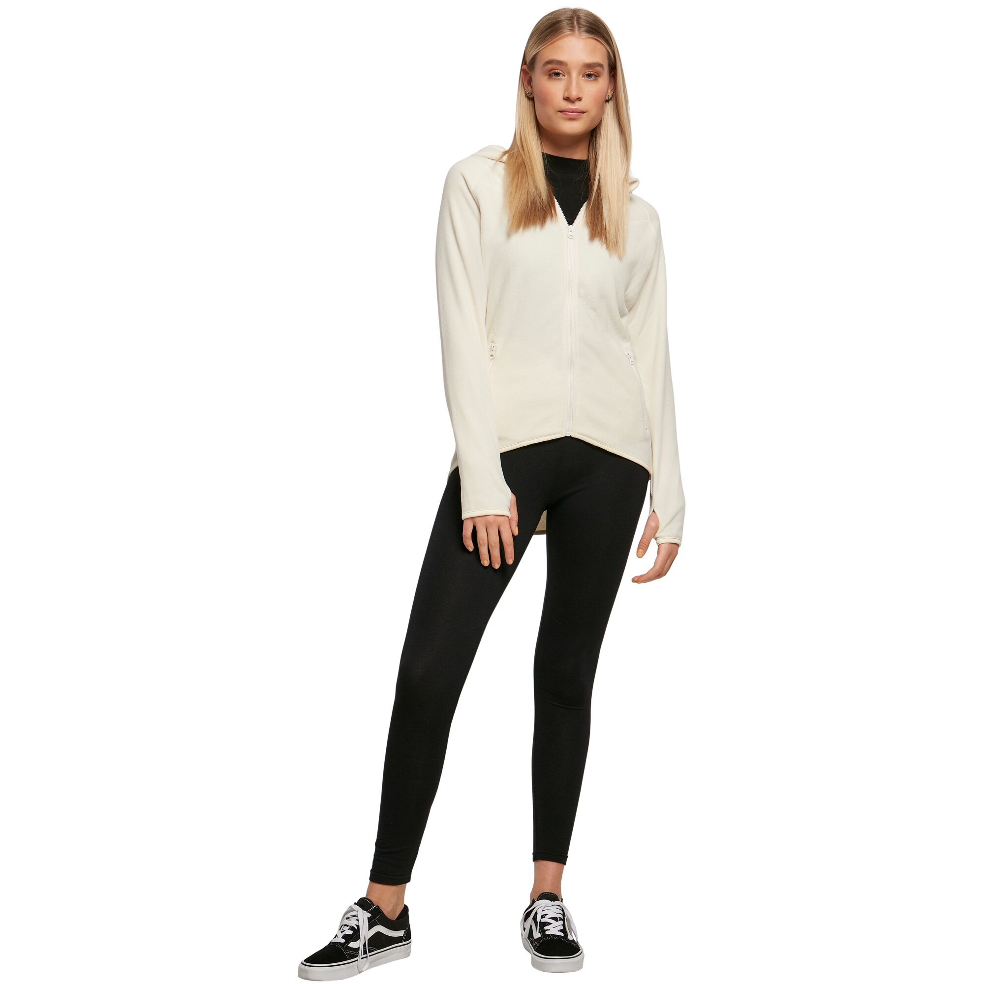 Urban Classics Ladies - Polar Fleece Zip Hoody white sand