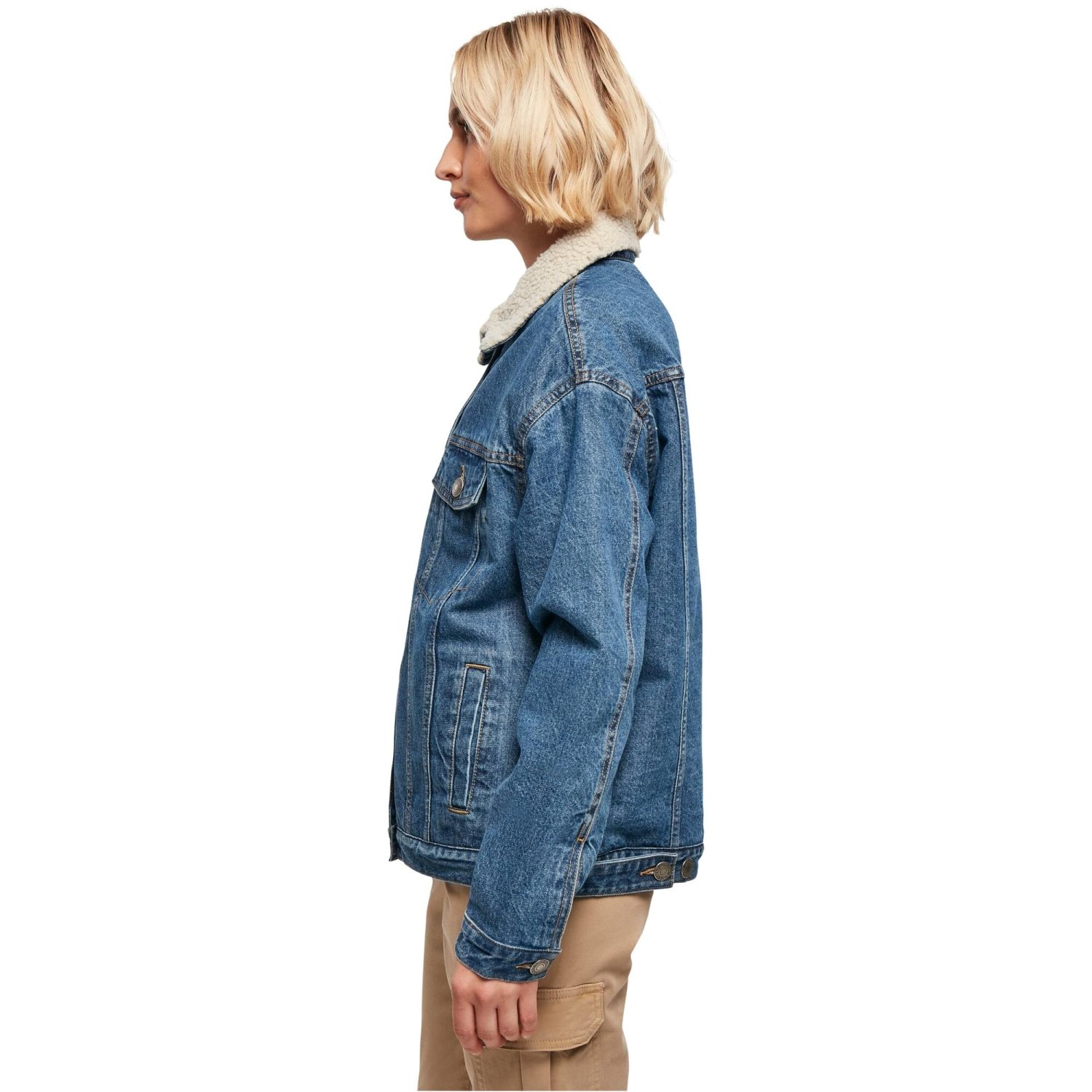 Urban Classics Ladies - Oversized Sherpa Denim Veste