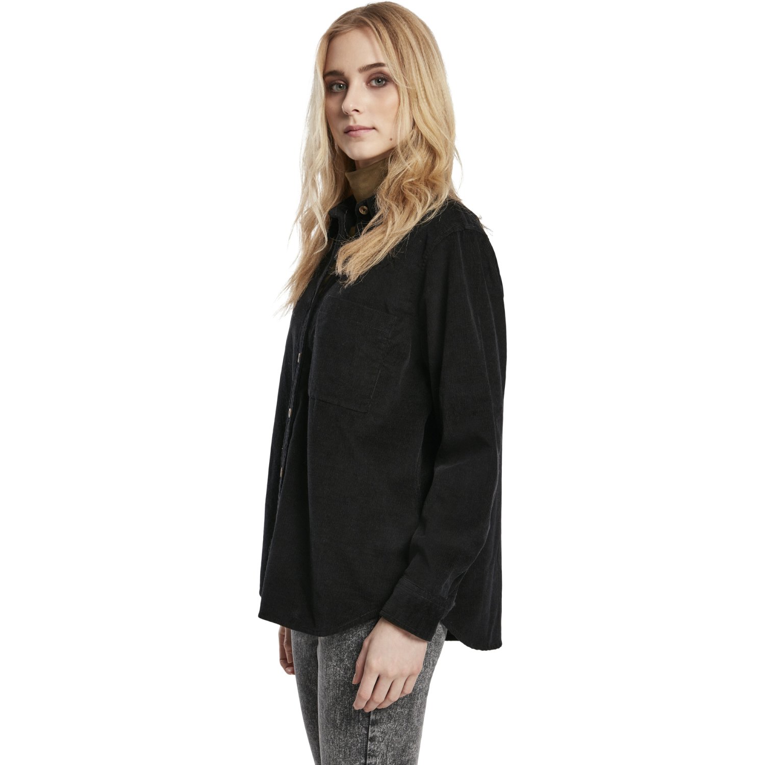 Urban Classics Femme - Corduroy Oversized Shirt noir