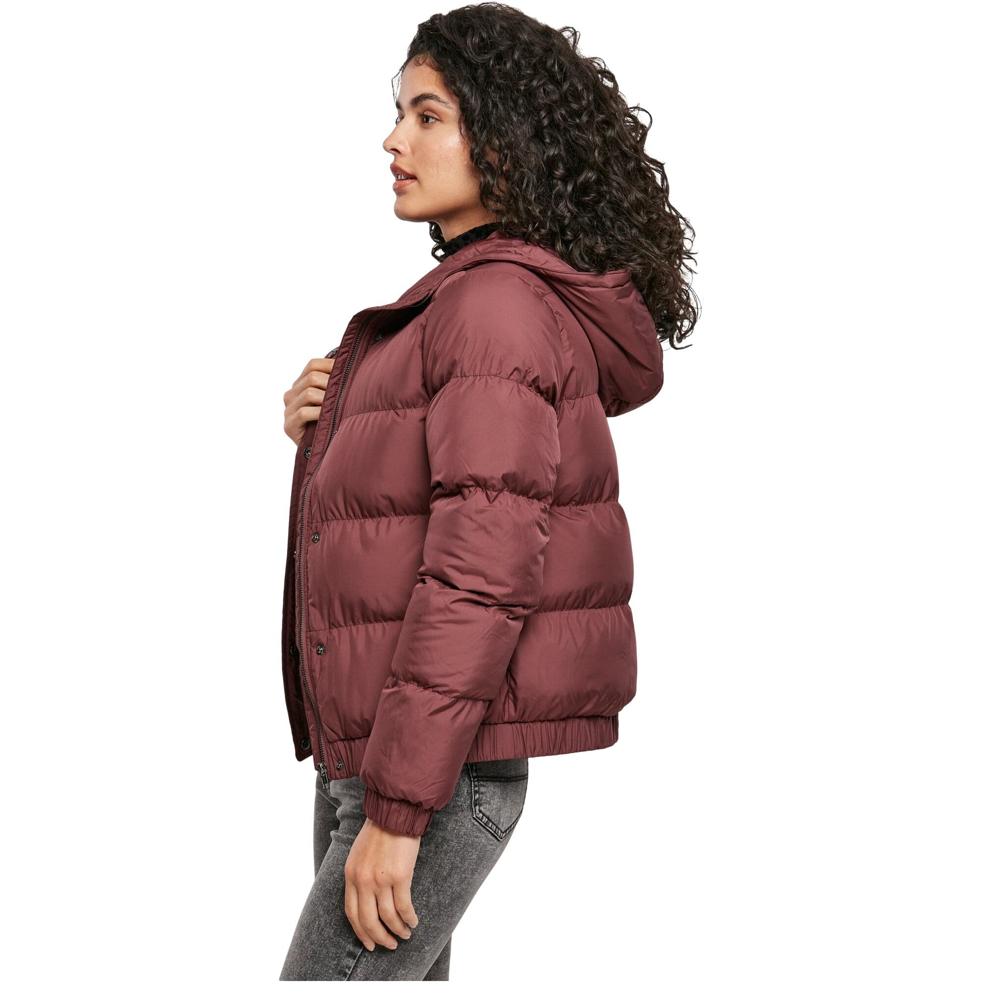 Urban Classics Ladies - Hooded Puffer Winterjacket cherry