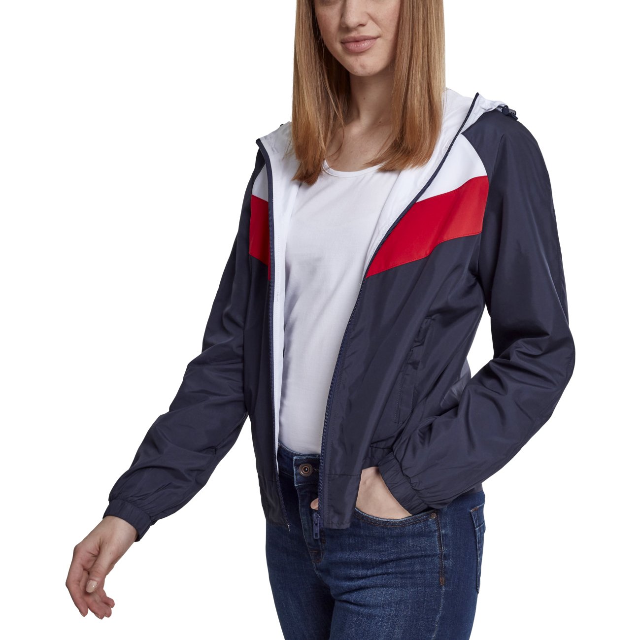 Urban Classics Ladies - 3-Tone Windbreaker Veste navy rouge