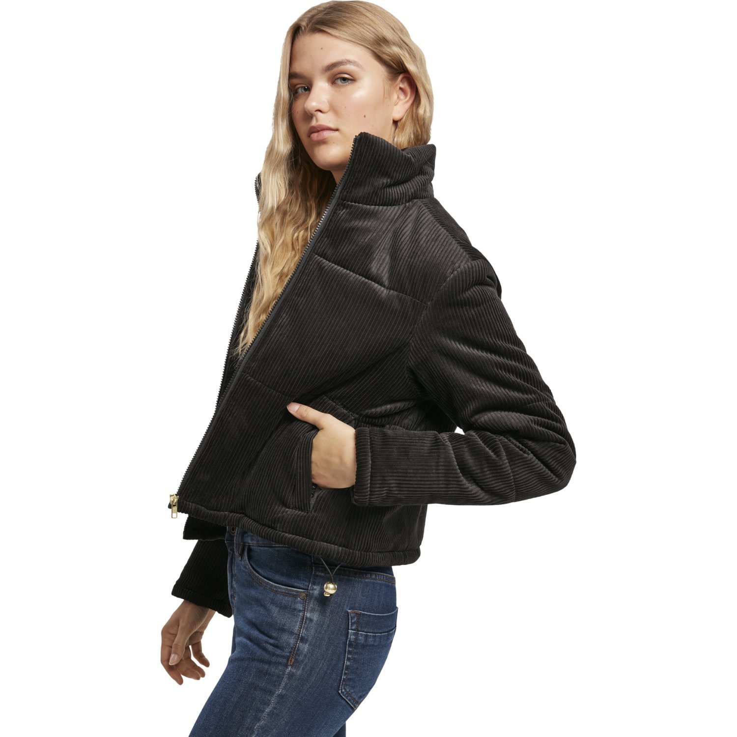Urban Classics Ladies - Corduroy Puffer Jacket black