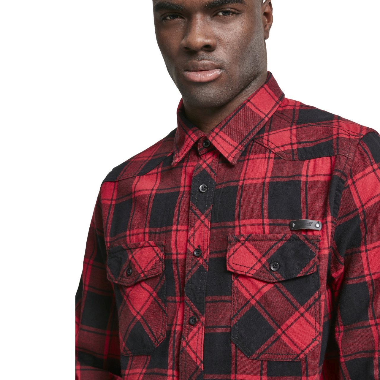 Brandit - CHECKED FLANELL Shirt black / red