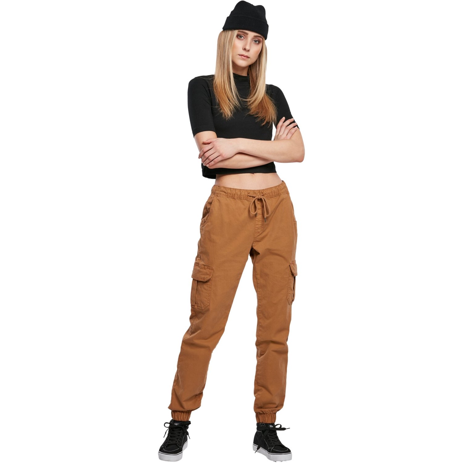 Urban Classics Ladies - High Waist Cargo Pants toffee