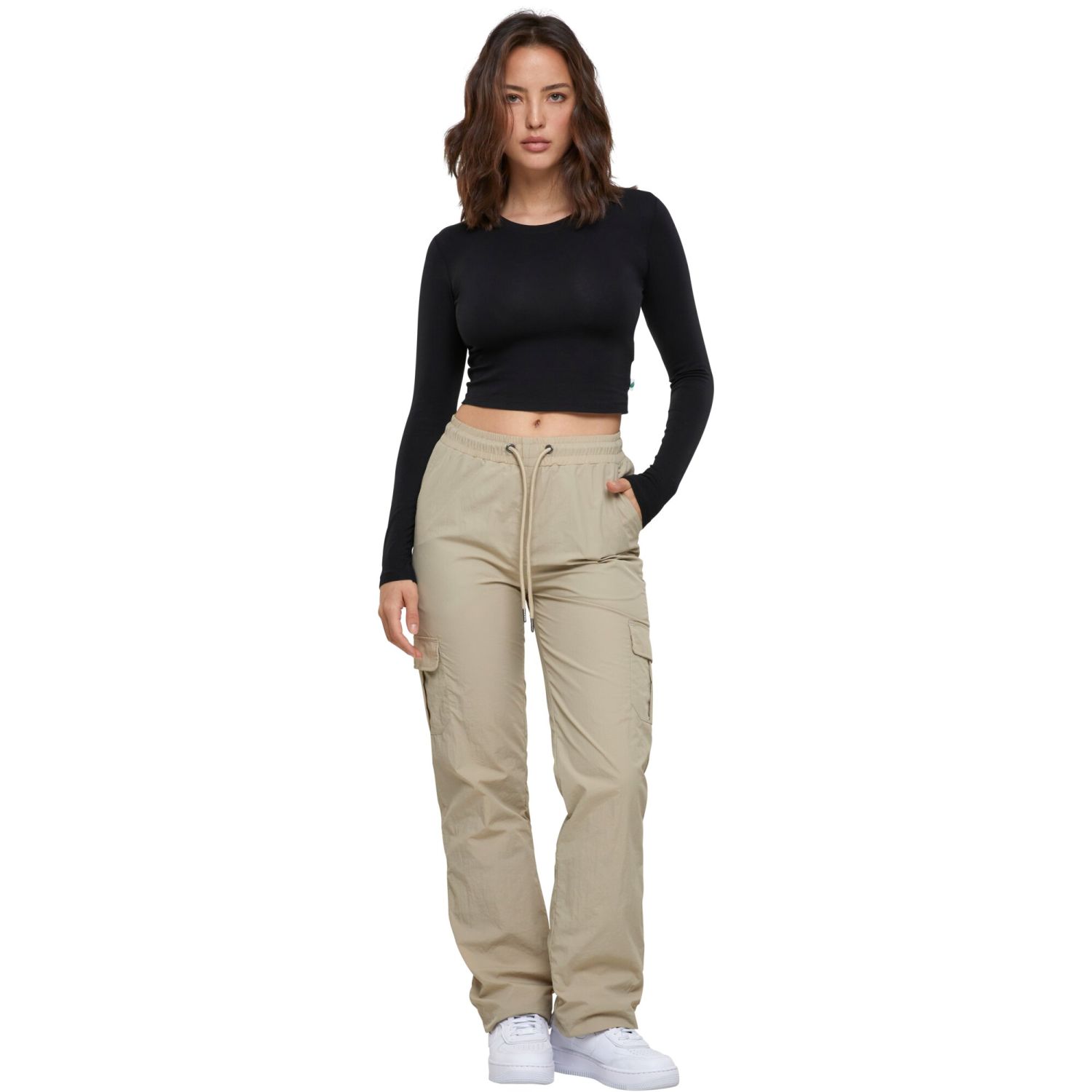 Urban Classics Ladies - Nylon Cargo Pantalon beige