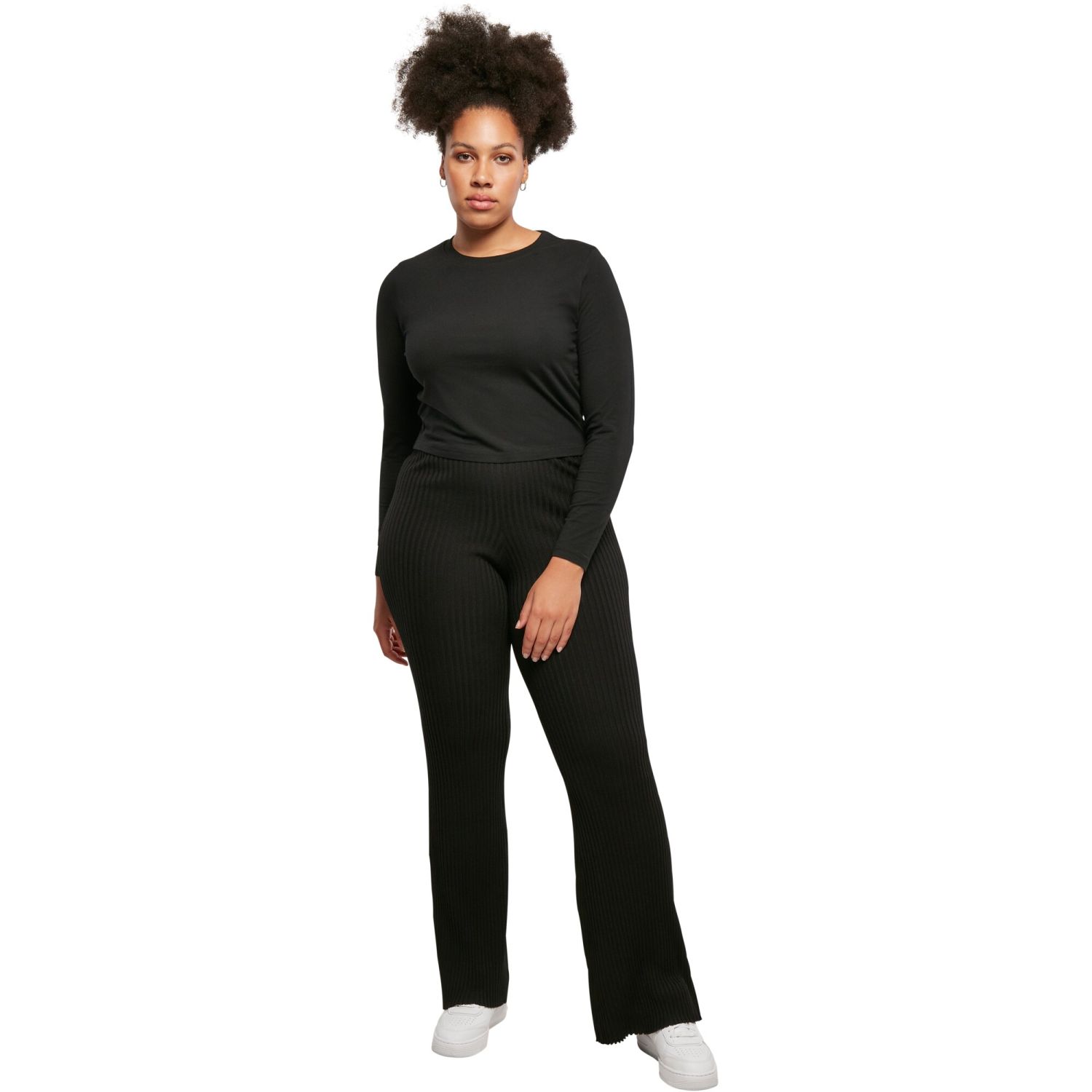 Urban Classics Ladies - Flared Rib Knit Leggings noir