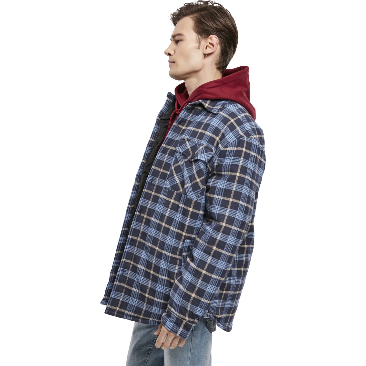 Urban Classics - Plaid Quilted Shirt Jacket lightblue