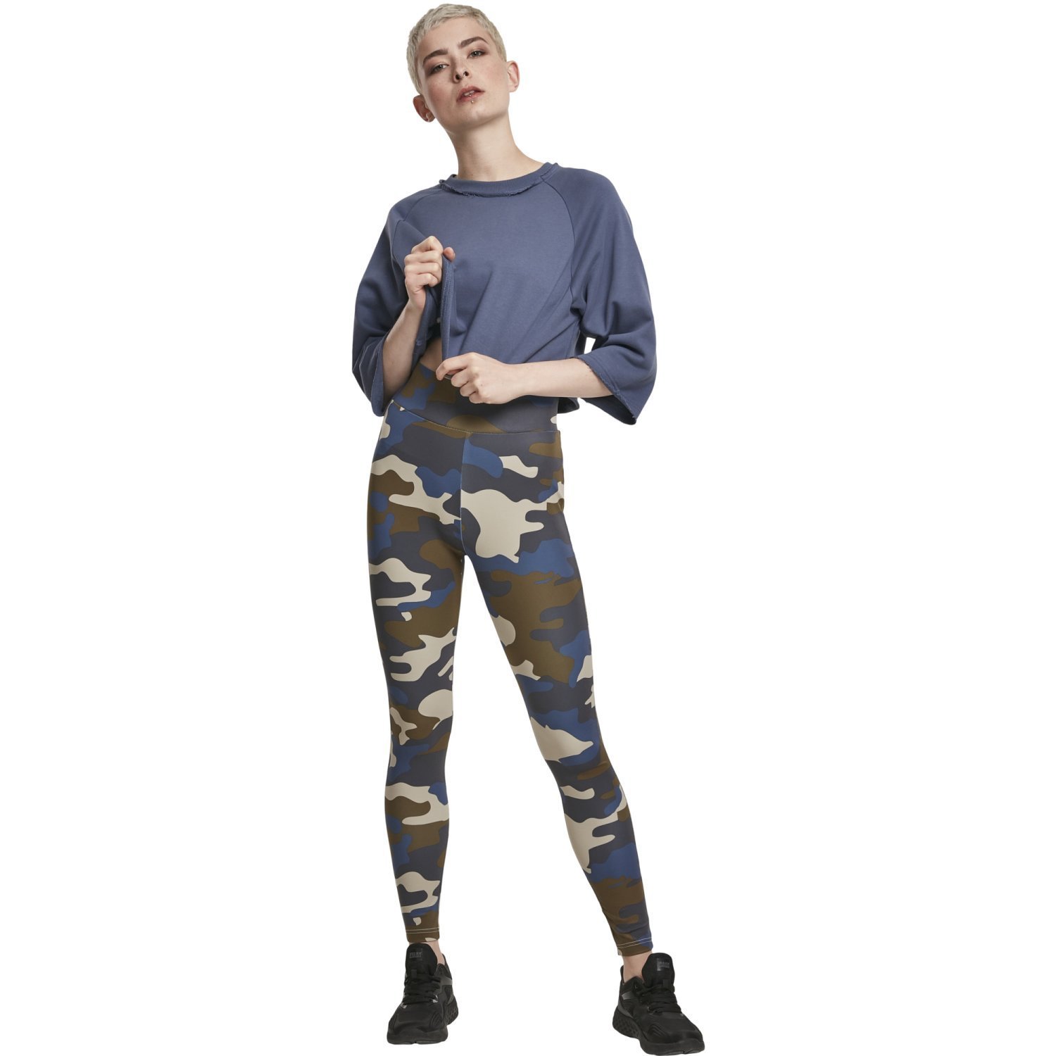 Urban Classics Ladies - High Waist Tech Leggings olive camo