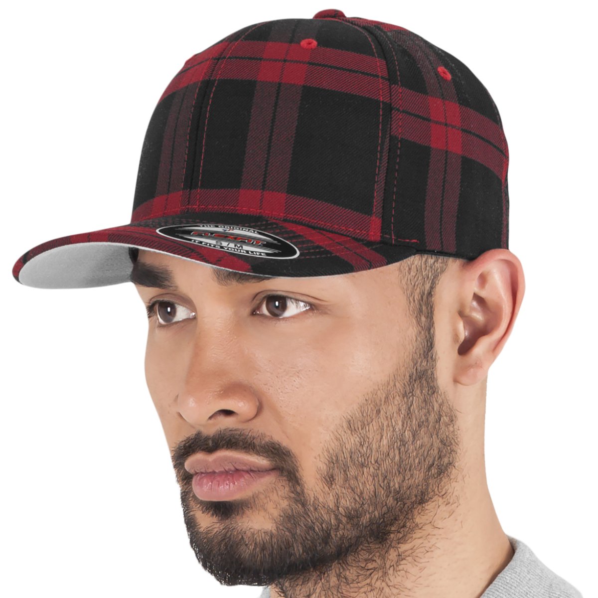 Flexfit TARTAN PLAID Stretchable Cap - noir / rouge