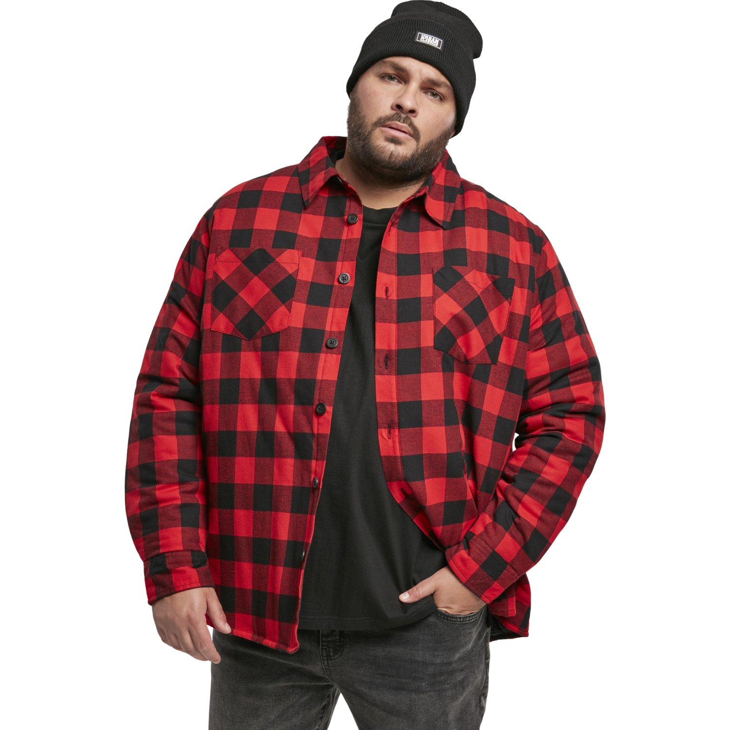Urban Classics - Padded Check Flannel  Button Up red