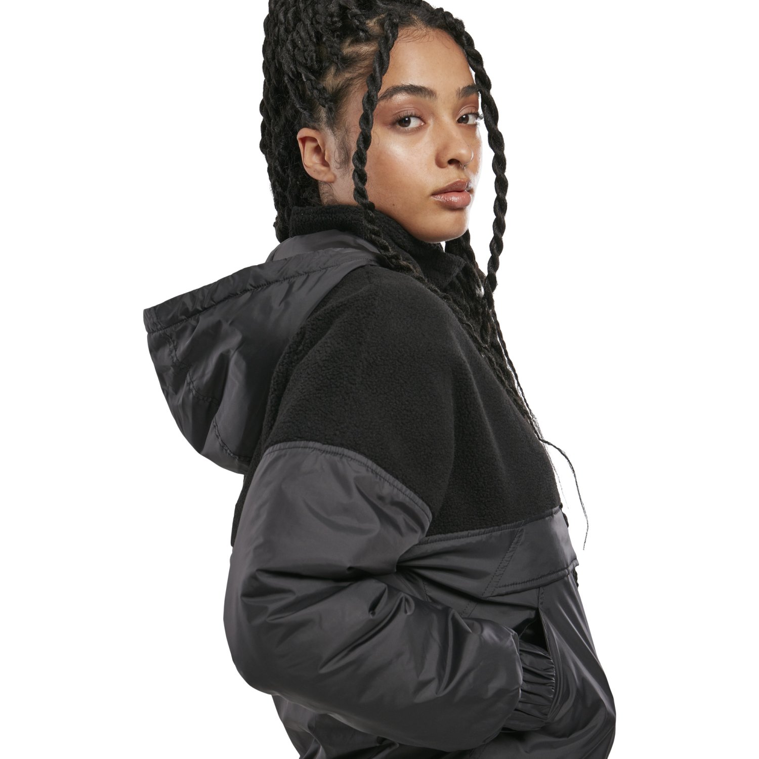 Urban Classics Ladies - Sherpa Mix Pull Over Jacket