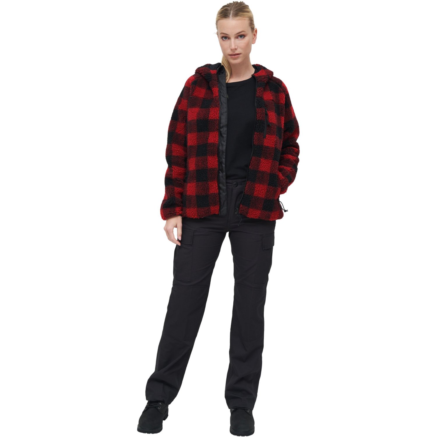 Brandit Ladies - Teddyfleece Jacket red / black