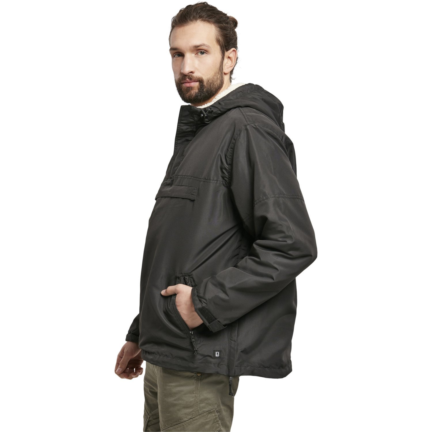 Brandit Pull-Over Outdoor Sherpa Windbreaker Jacket black