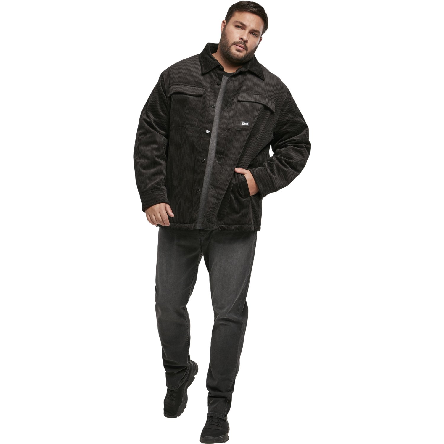 Urban Classics - Veste en velours côtelé noir