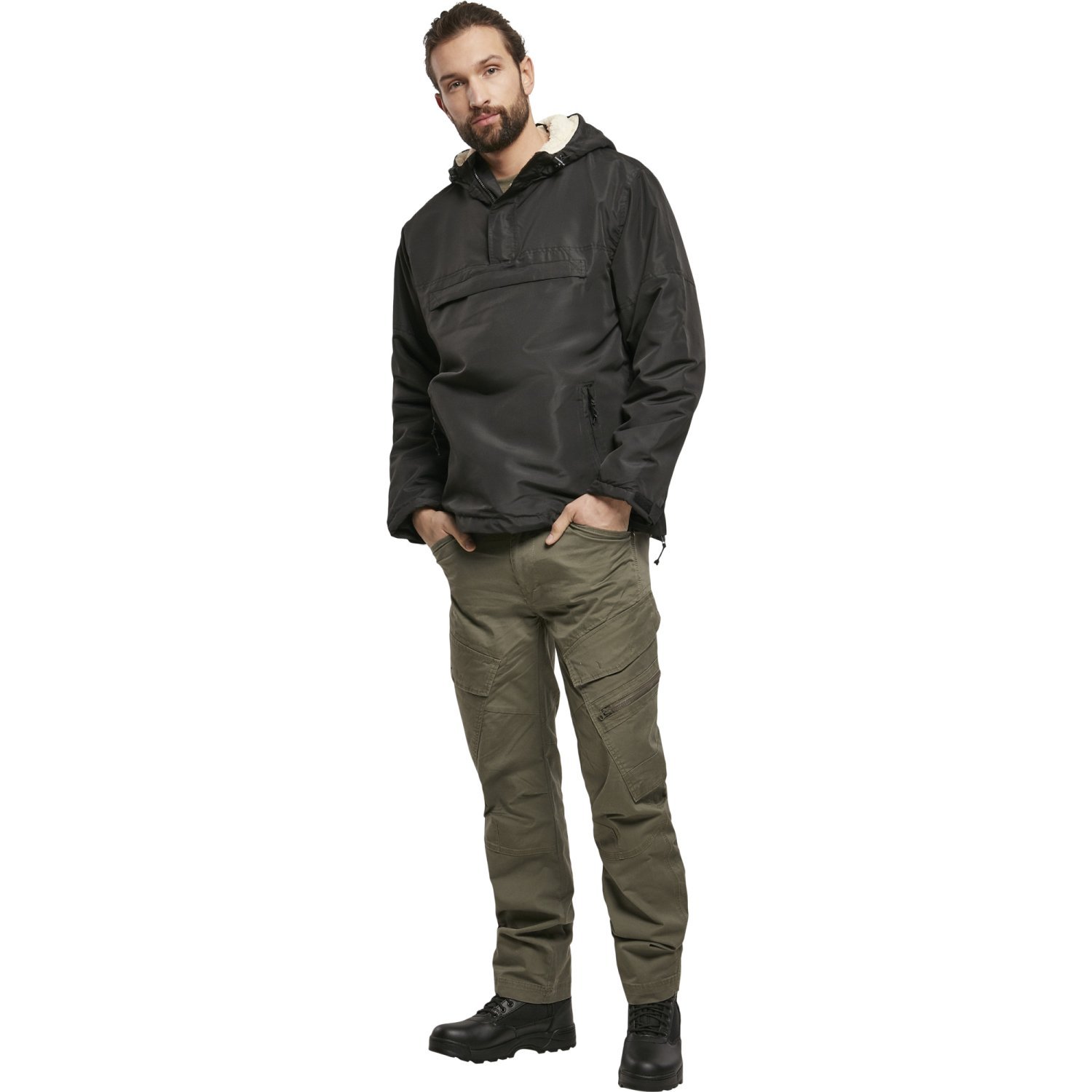 Brandit Pull-Over Outdoor Sherpa Windbreaker Jacket black