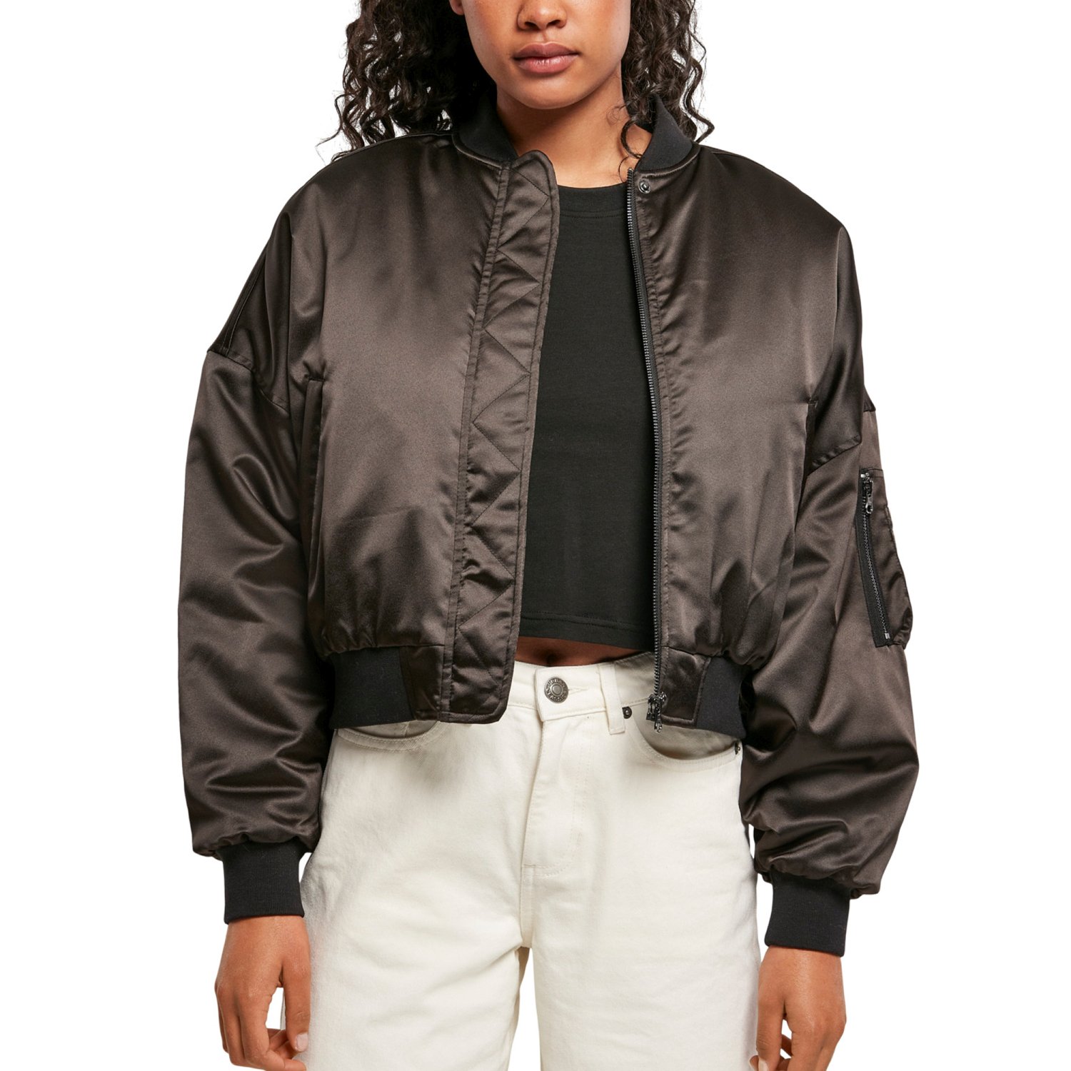 Urban Classics Ladies - SATIN BOMBER Short Oversized Veste