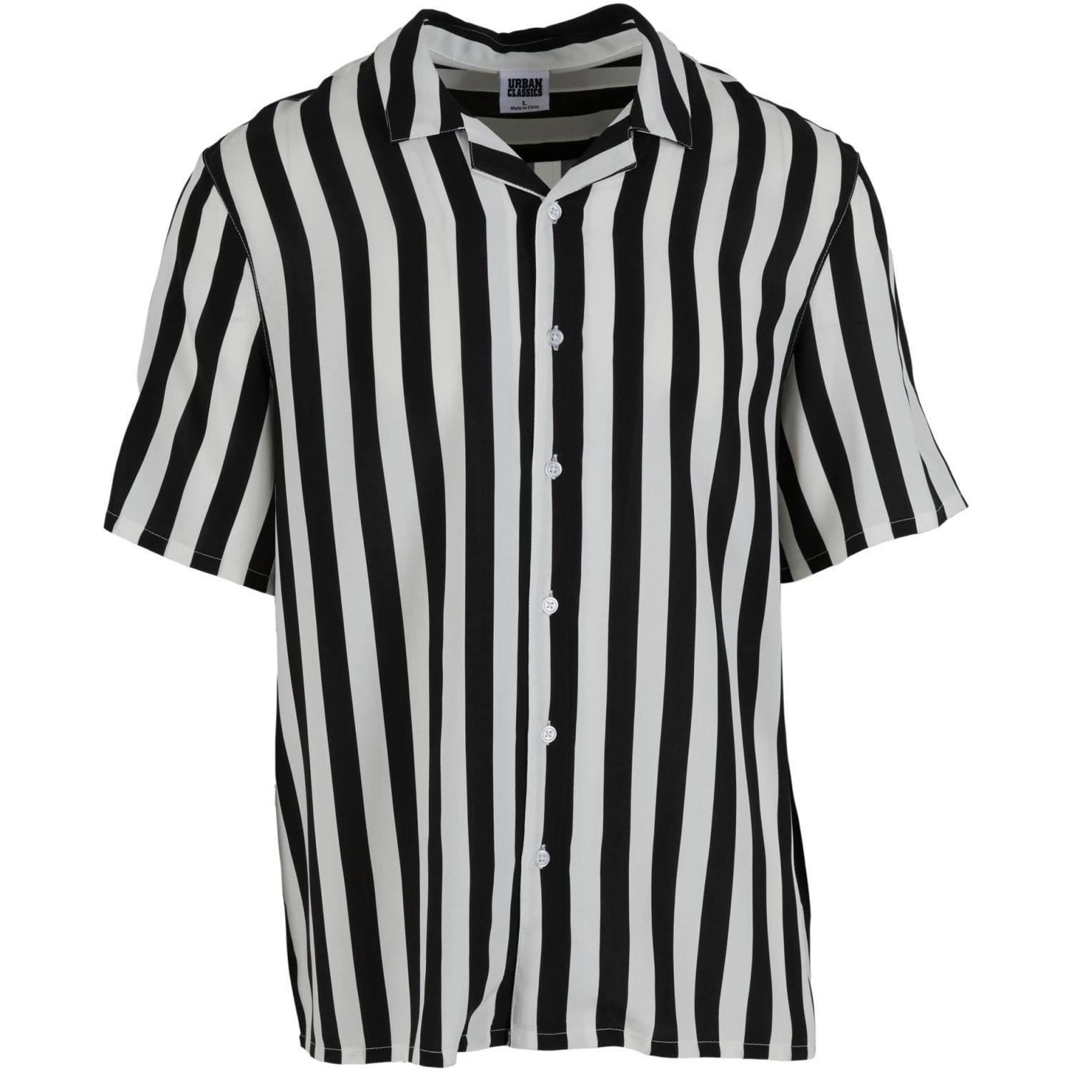 Urban Classics - Viscose Resort Shirt black offwhite