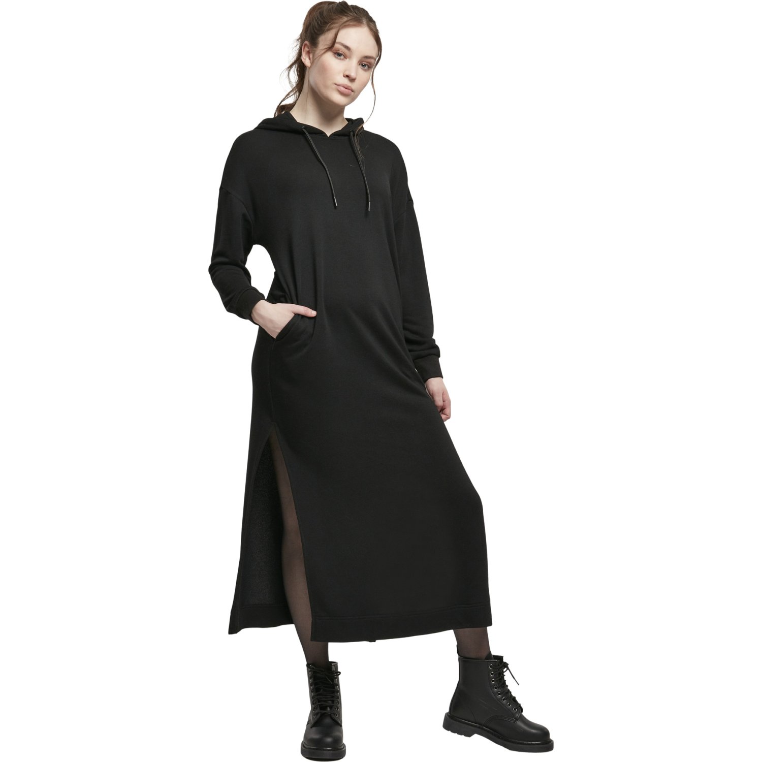 Urban Classics Ladies - MODAL Hoody Long Kleid schwarz