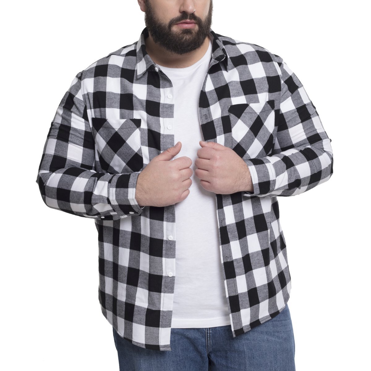 Urban Classics - CHECKED FLANELL Shirt black / white