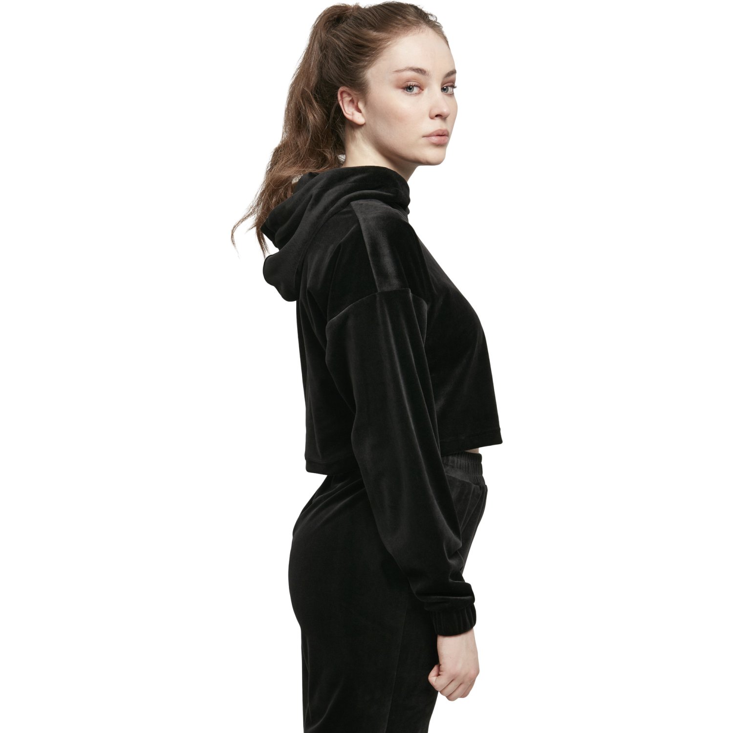 Urban Classics Ladies - VELVET Short Oversized Cropped Hoody