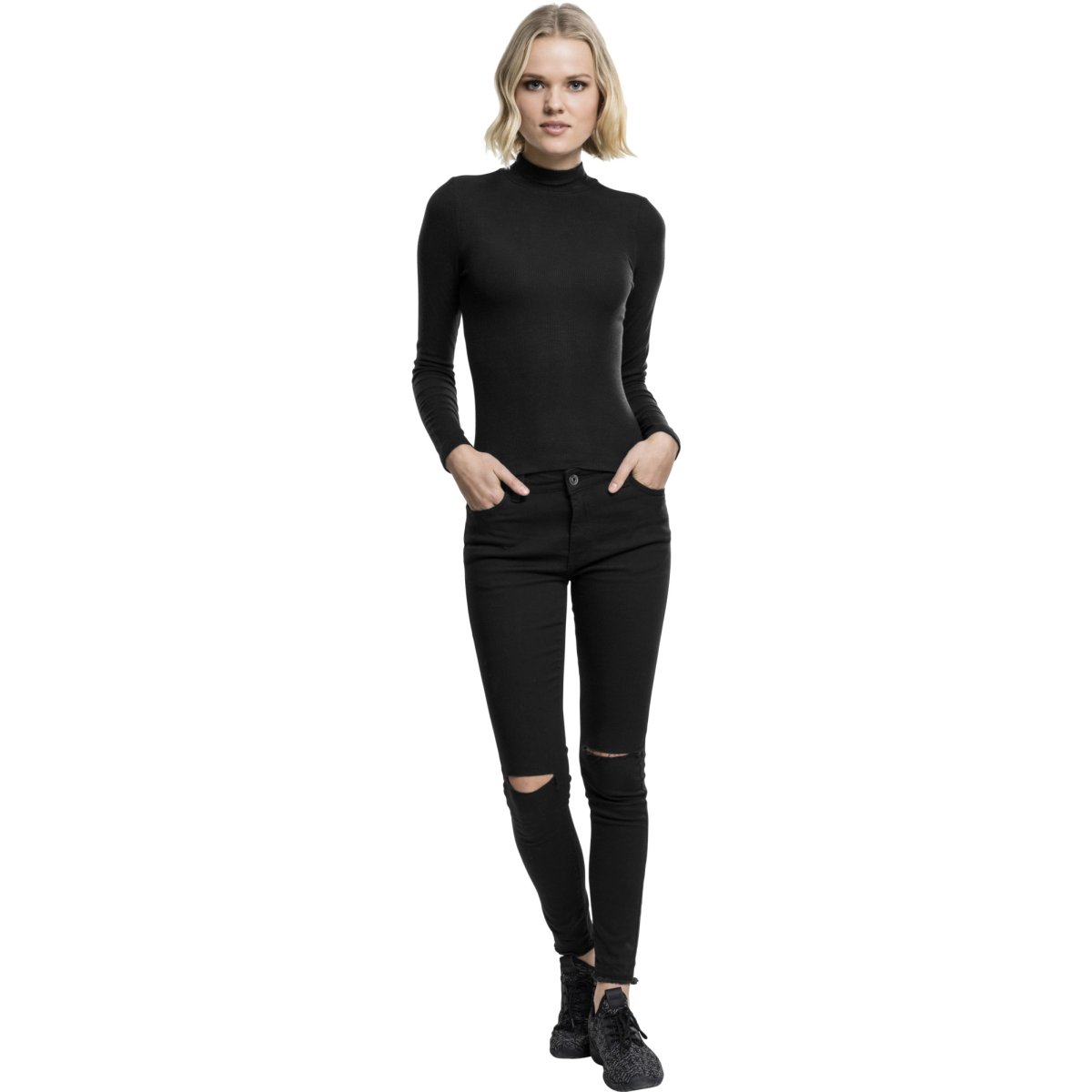 Urban Classics Ladies - Turtleneck Longsleeve noir