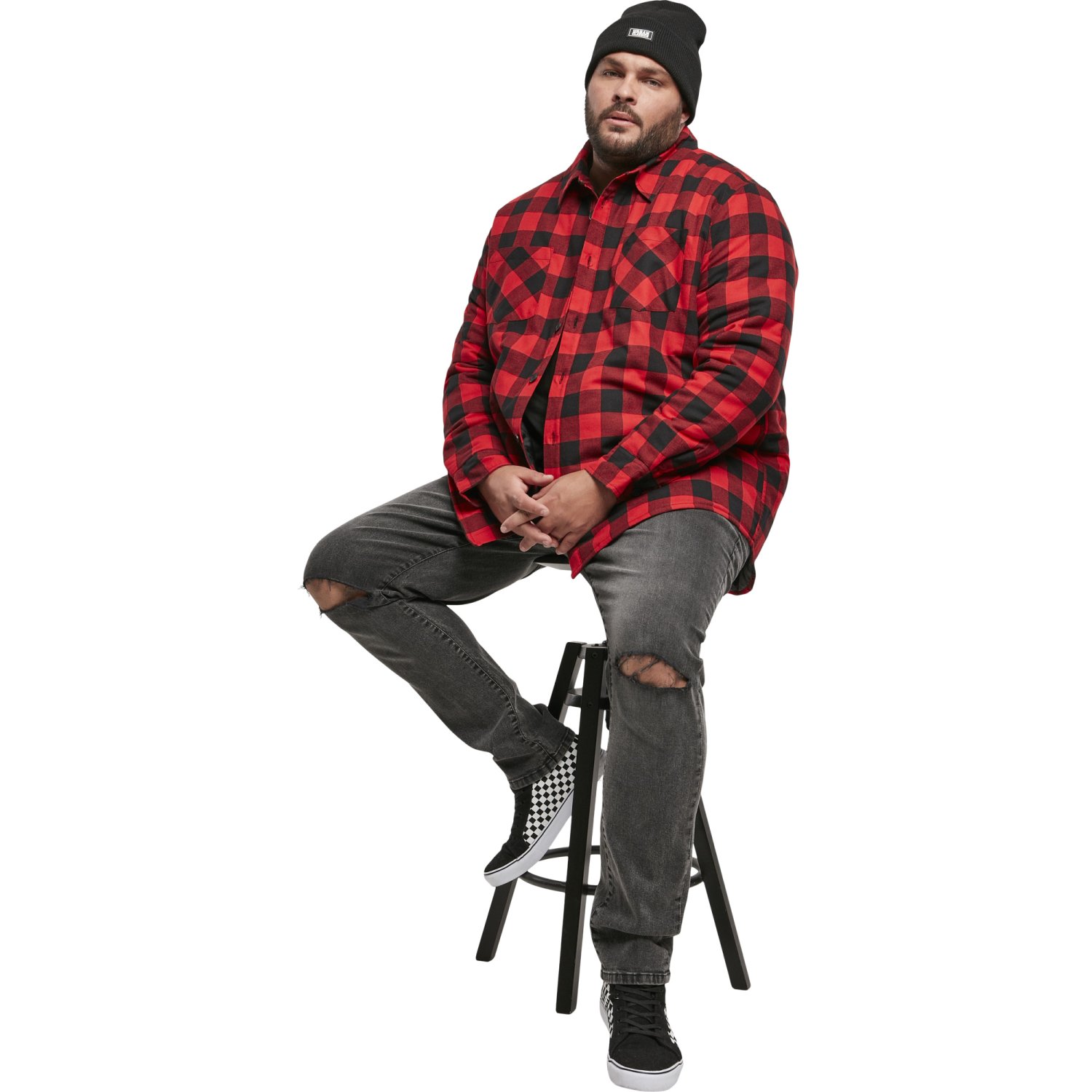 Urban Classics - Padded Check Flannel  Button Up red