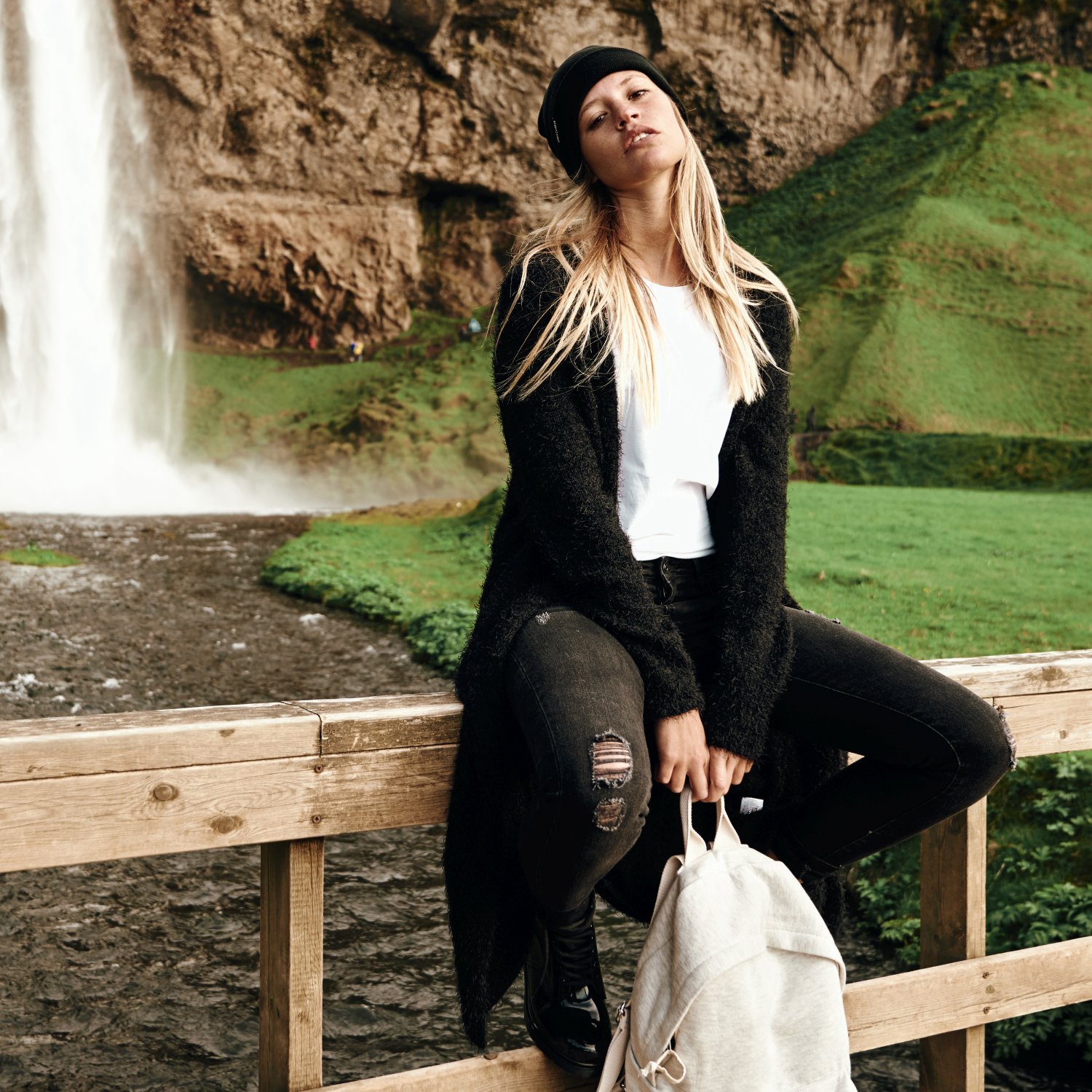 Urban Classics Ladies - Hooded Feather Cardigan noir