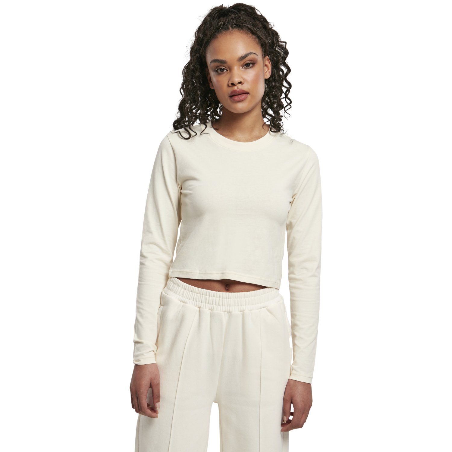 Urban Classics Ladies - Organic Cropped Longsleeve sand