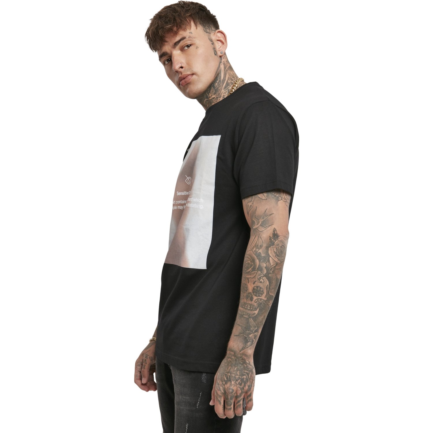 Mister Tee Grafik Shirt - SENSITIVE CONTENT schwarz