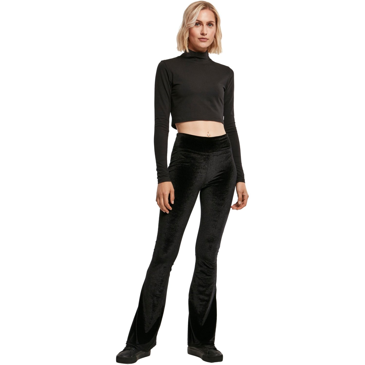 Urban Classics Ladies - High Waist Velvet Boot Cut Leggings