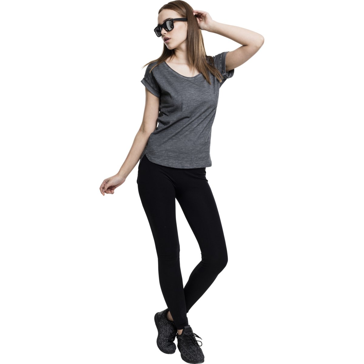 Urban Classics Ladies - Long Shaped Spray Dye Tee gris foncé