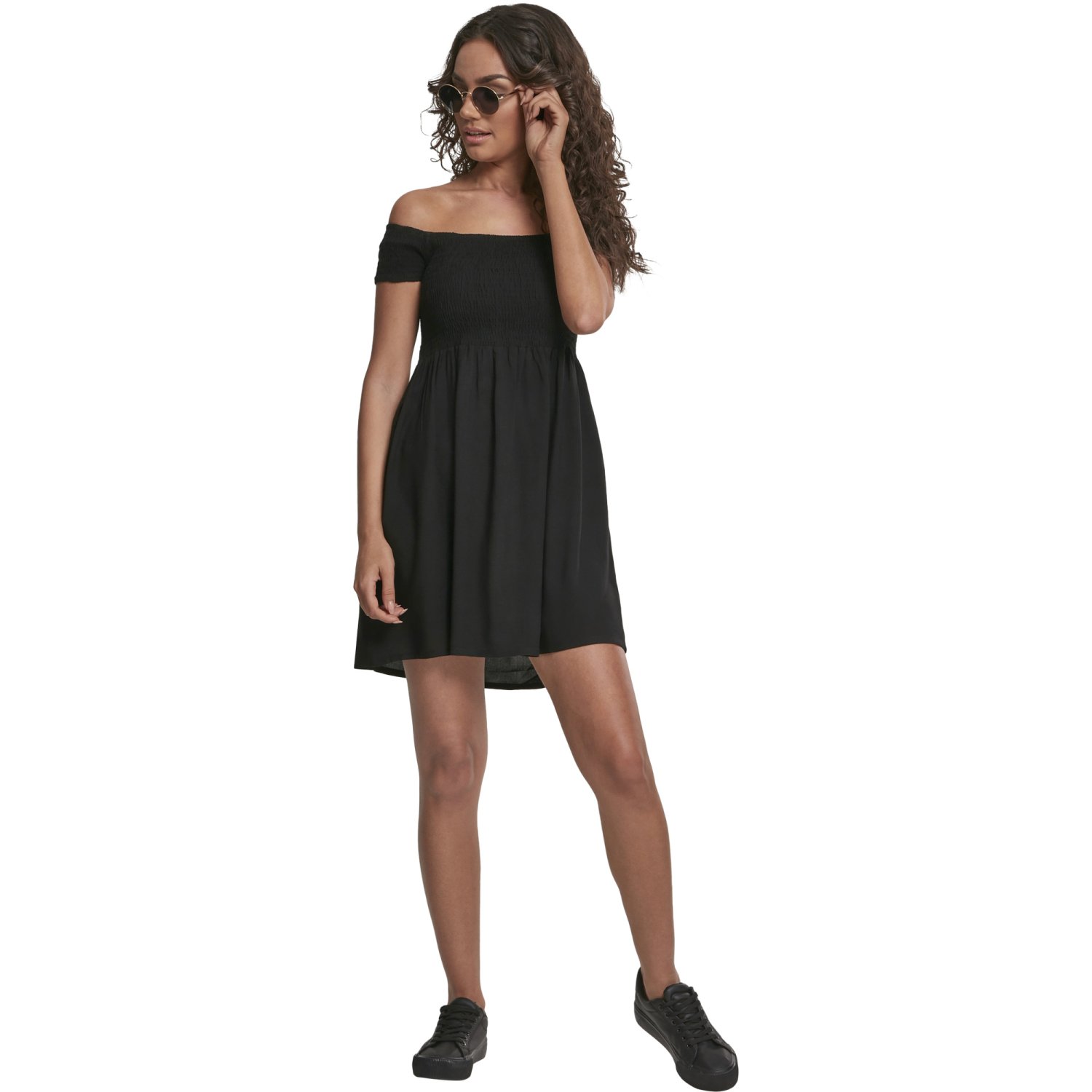 Urban Classics Ladies - Smoked Off Shoulder Sommer Kleid