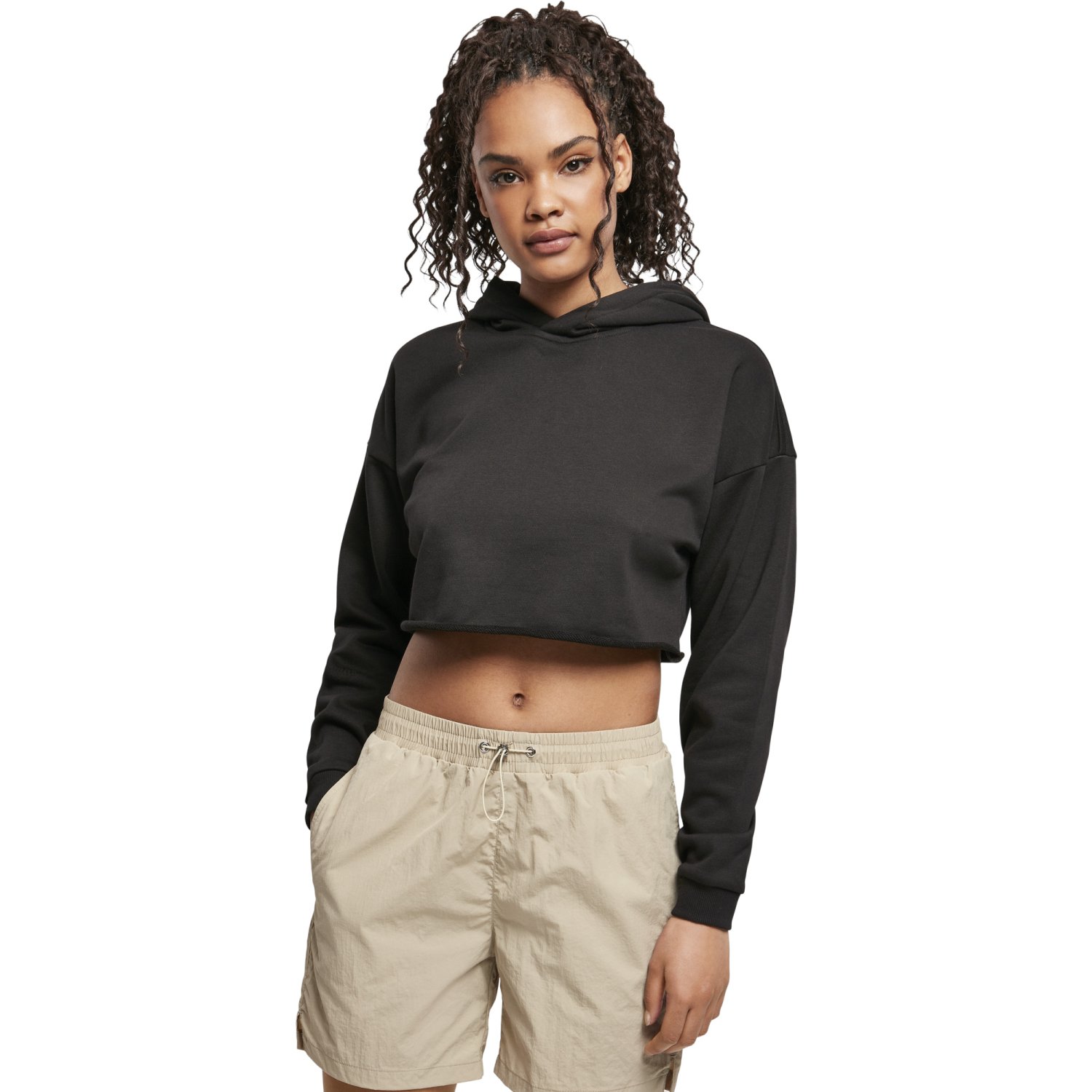 Urban Classics Ladies - Oversized Cropped Hoody noir