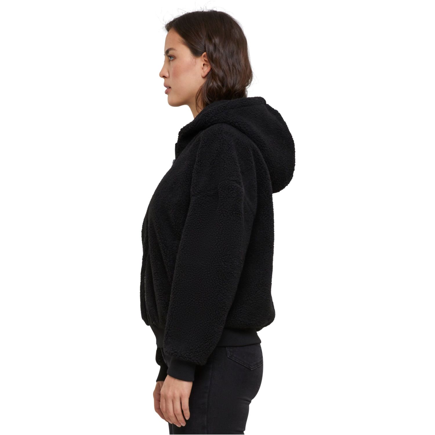 Urban Classics Ladies Oversized Sherpa Zip Hoody noir