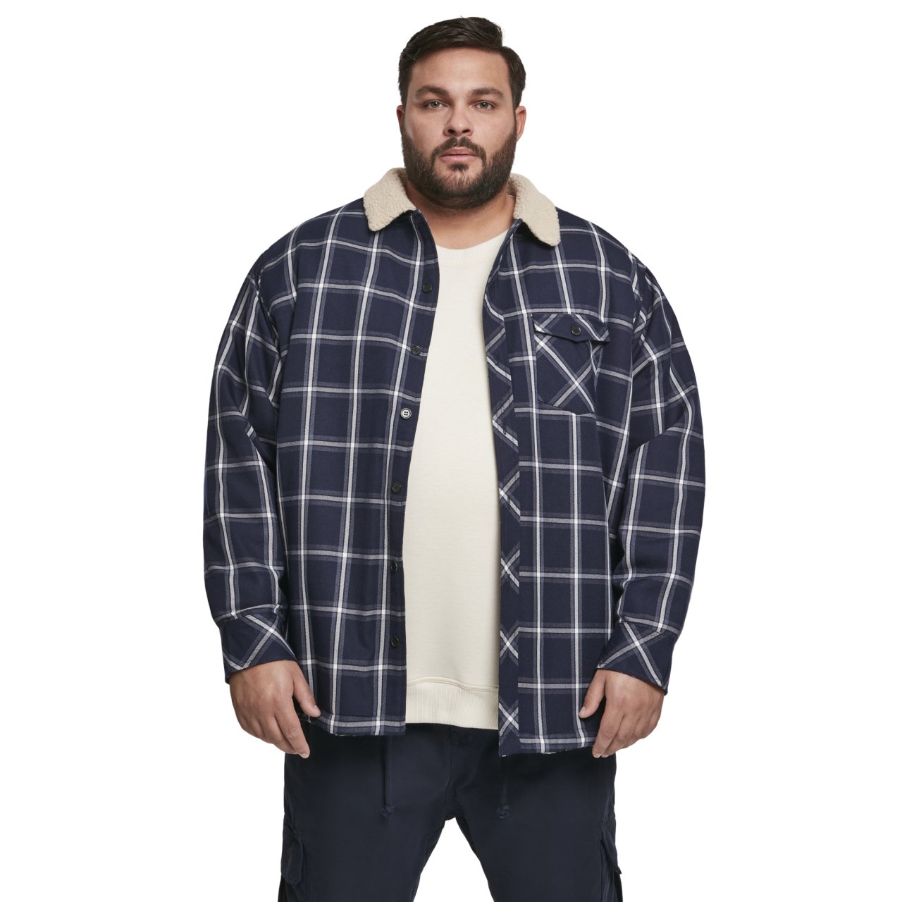 Urban Classics - SHERPA Lined Lumberjack Jacket navy