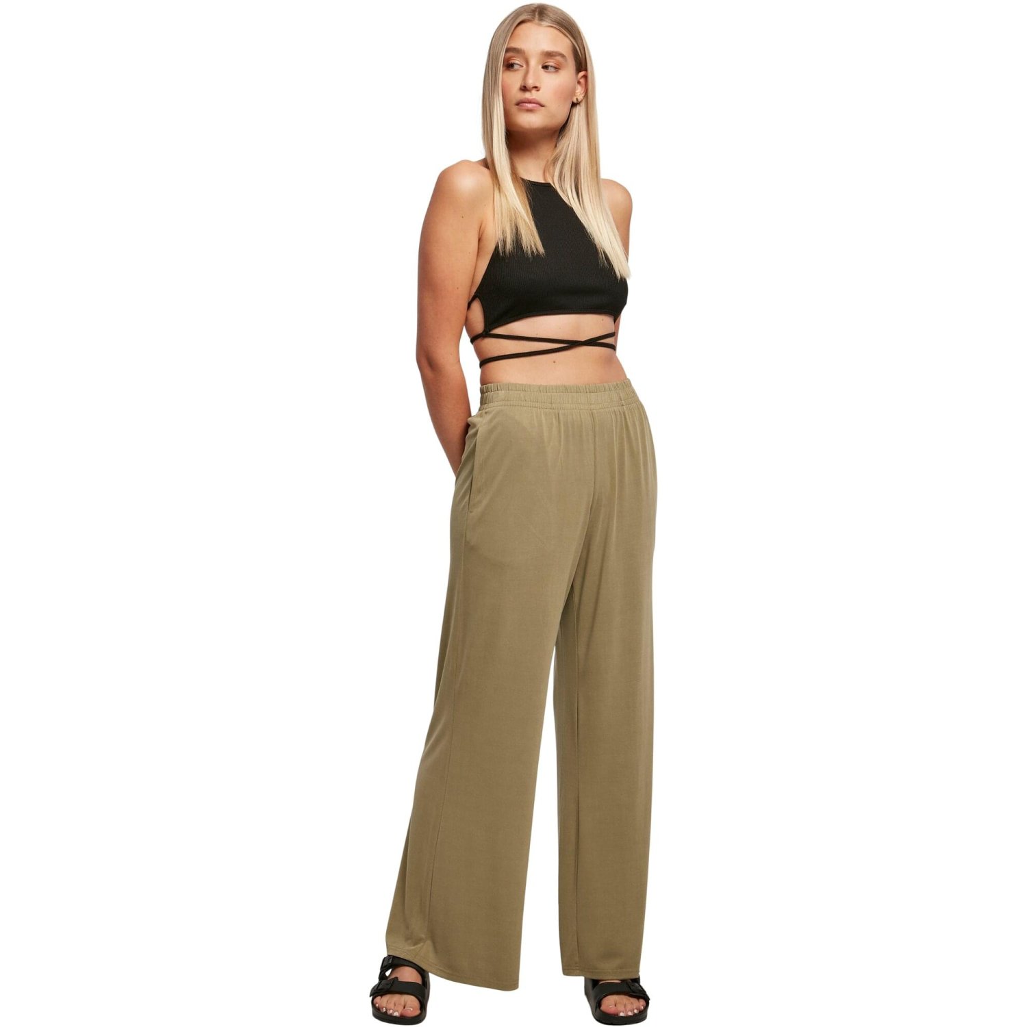 Urban Classics Ladies - Modal Wide Leg Pantalon khaki