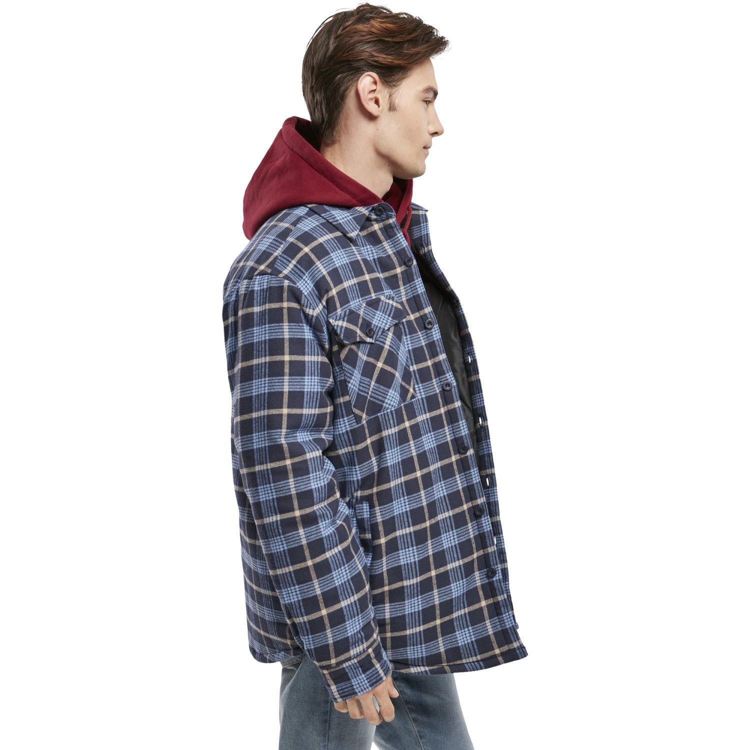 Urban Classics - Plaid Quilted Shirt Jacket lightblue