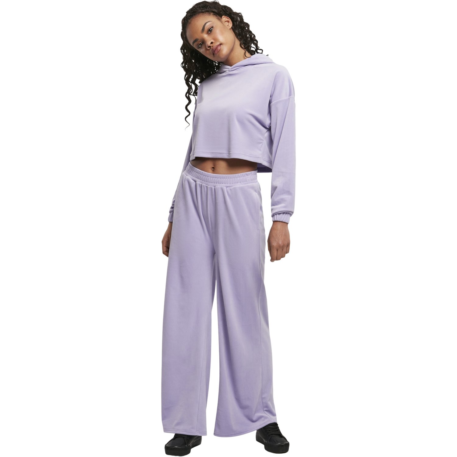 Urban Classics Ladies - VELVET Short Oversized Hoody lavende