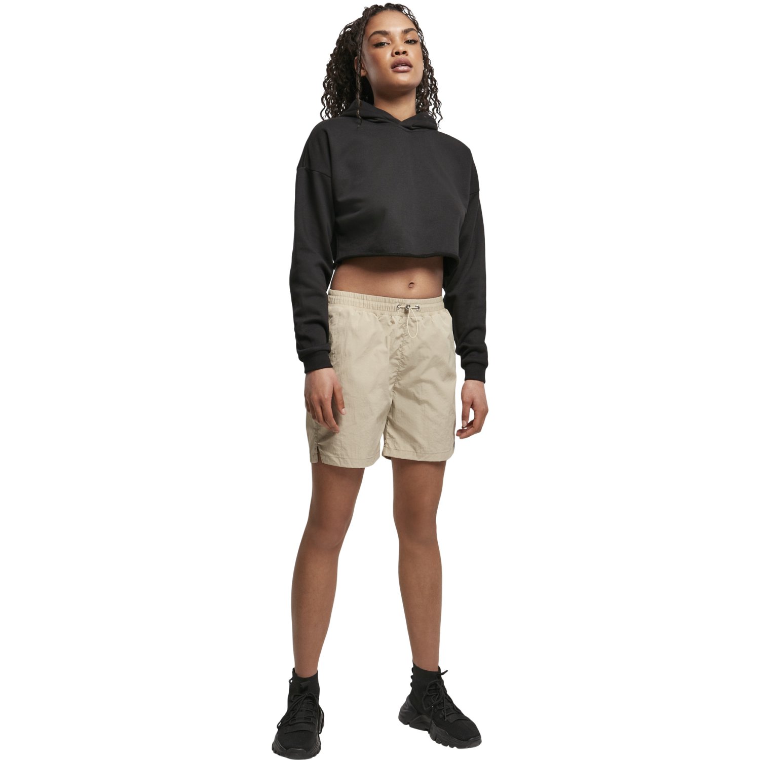 Urban Classics Ladies - Oversized Cropped Hoody noir