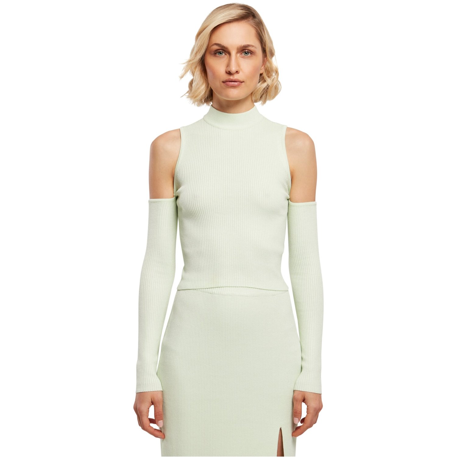 Urban Classics Ladies - Rib Knit Cut Out Sleeve Longsleeve