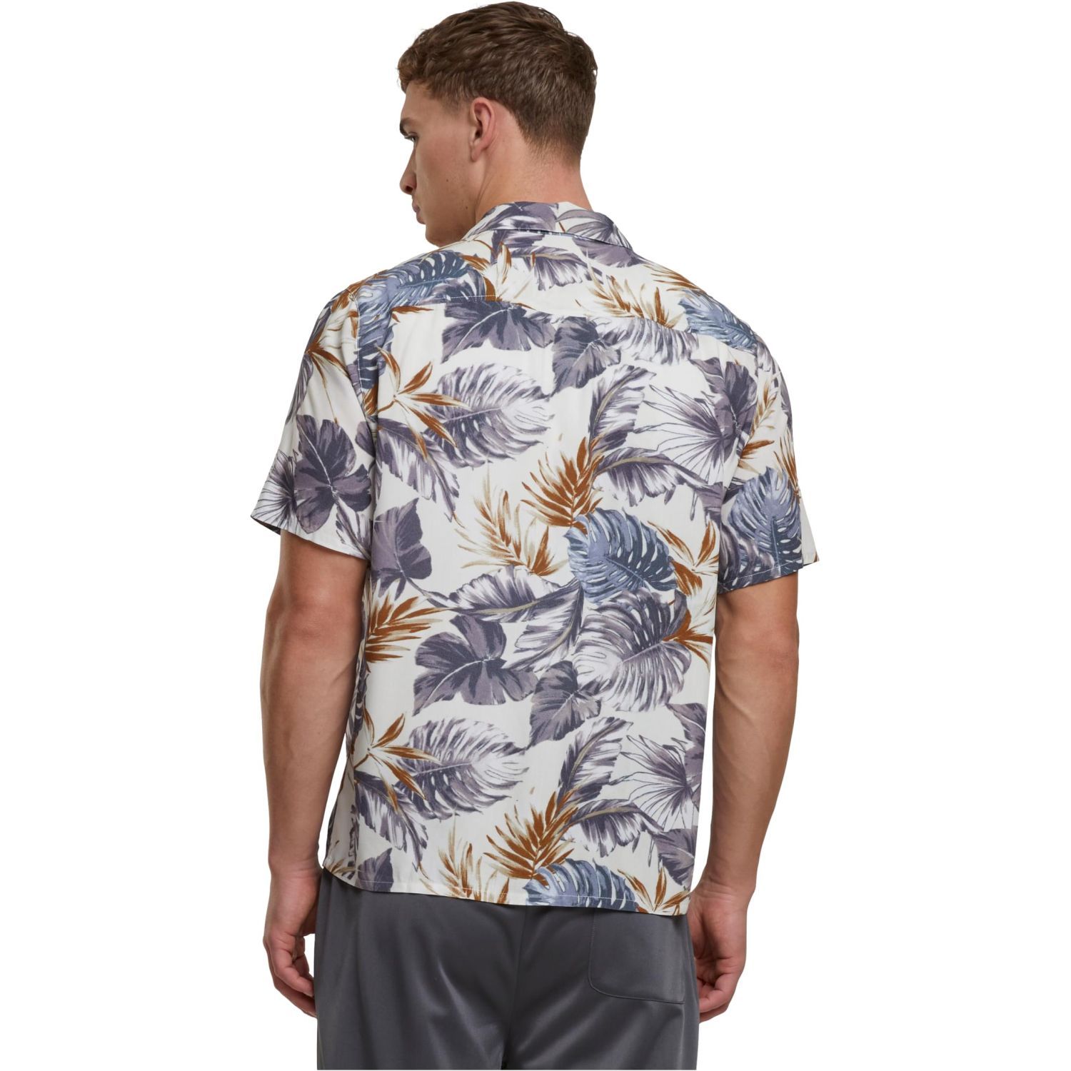 Urban Classics - Viscose Resort Shirt blue leaves