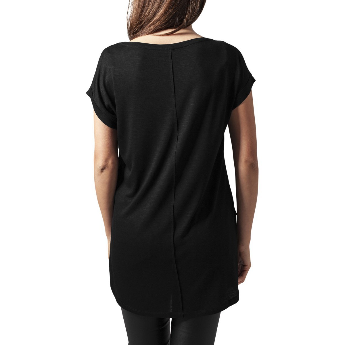 Urban Classics Ladies - Long Back Shaped Slub Tee noir