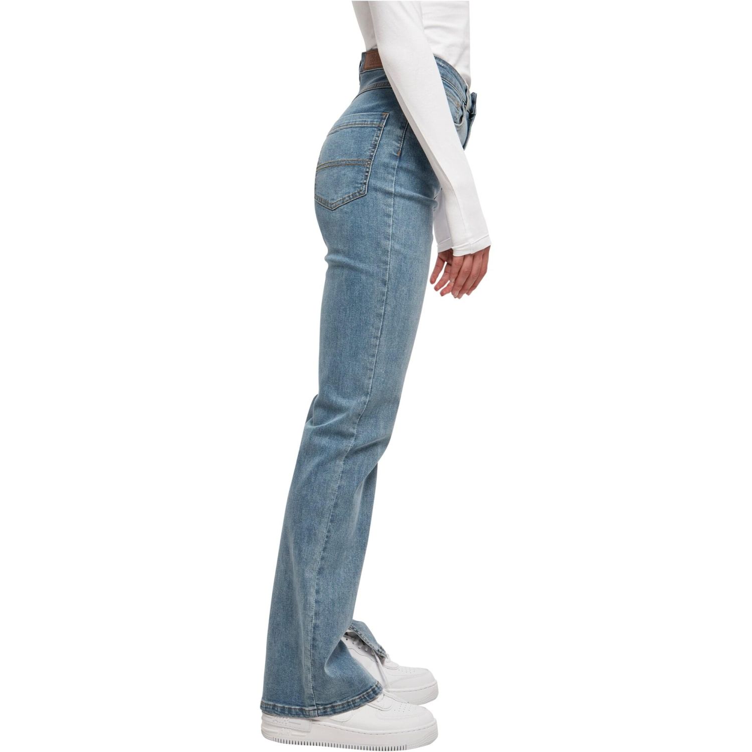 Urban Classics Ladies - High Waist Straight Slit Jeans