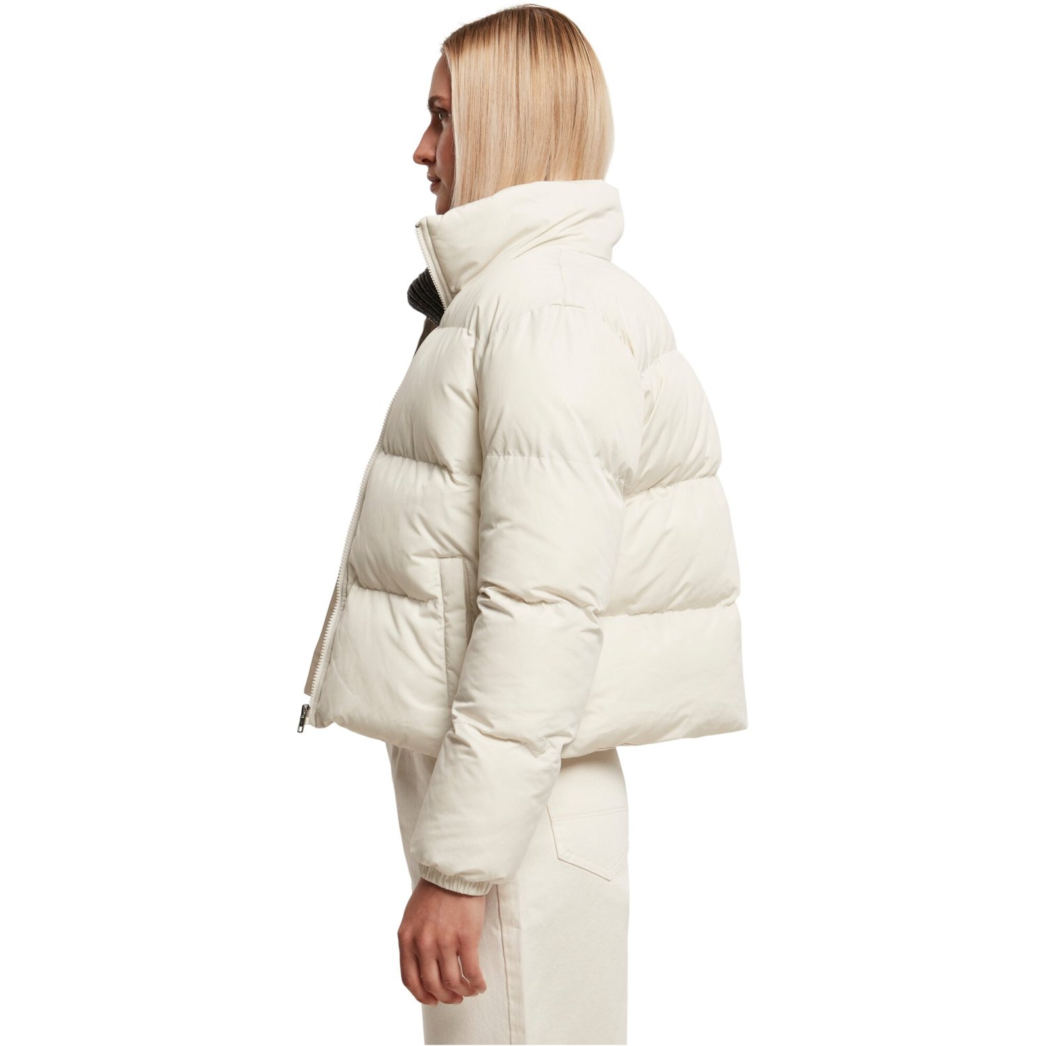 Urban Classics Femme - Short Puffer Veste d'hiver whitesand